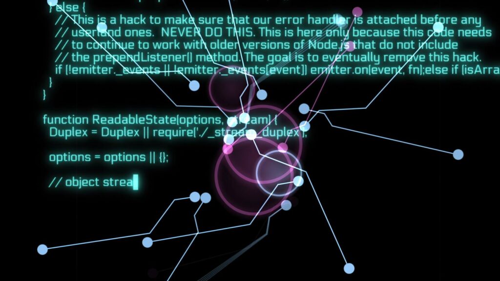 3d illustration futuristic hud interface and hacker code on a computer screen terminal