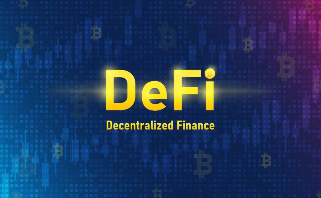 defi crypto currency on system backgroundfuturistic conceptvector and illsutration